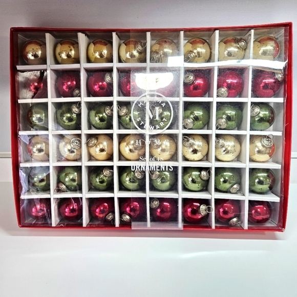 NEW Martha Stewart 48 Piece Mercury Glass Multi-Color Round Christmas Ornaments - Picture 1 of 7